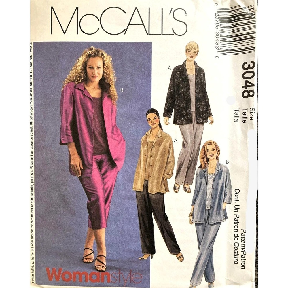 McCalls 3048 Sewing Pattern Womens Petite Shirt Pants Relaxed Fit Sz 18W-24W